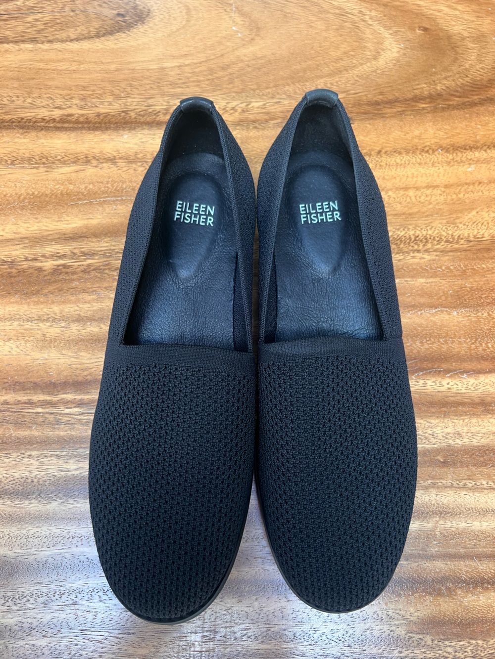Eileen Fisher Black Knit Slip-On Loafers